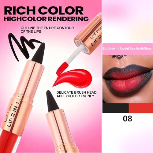 Black Lip Liner and Liquid Lipstick Set - 2-in-1 Matte Combo