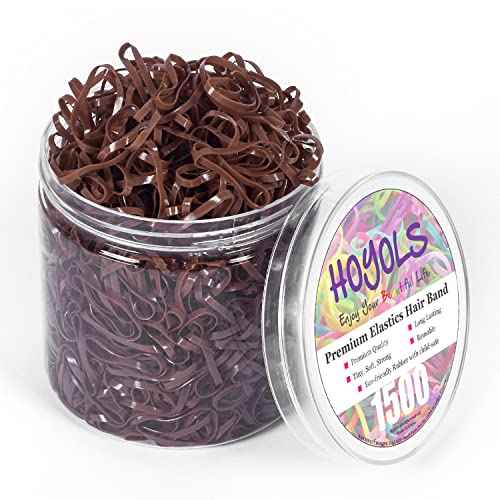 HOYOLS 1500 Pcs Brown Elastic Hair Bands ? Small TPU Rubber Bands for Girls & Women, No Damage Hair Ties, Stretchy Ponytail Holders for Fine, Thin to Medium Hair (Brown)