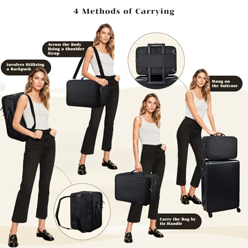 Costravio Makeup Bag Organizer Large Makeup Case Backpack Professional 2 Layers Cosmetic Storage Organizer Brush Slot with 3 Clear Set Bags for Makeup Artists with Shoulder Strap Adjustable Dividers