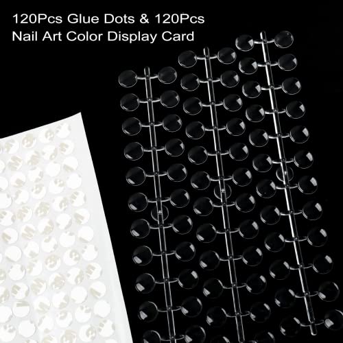 heemeei 120 Pcs Round False Nail Display Tips, Clear Nail Art Color Display Chart Nail Swatch Sticks with Adhesive Sticker for Nail Training Practicing Color Displaying……