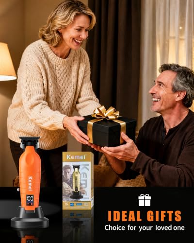 KEMEI PG2499 Orange Cordless Hair Clipper for Men – Beard & Hair Trimmer with 7000 RPM