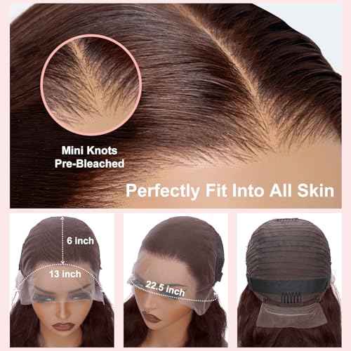 200 Density Chocolate Brown Human Hair Wig 13x6 Hd Lace Front Body Wave Wigs Human Hair Pre Plucked 4# Brown Wigs Human Hair 12 Inch for Women