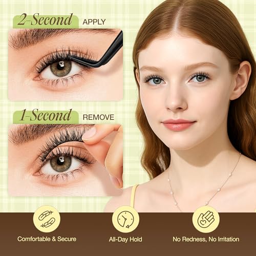 LASHVIEW Self Adhesive Eyelashes - Natural Cat Eye Press On Lashes