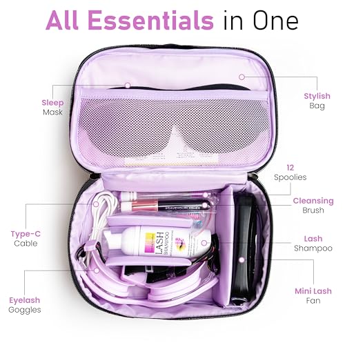 Lash Shampoo Kit ? Premium Lash Extension Cleaning Kit & Care Set with Fan, Brush, Oil-Free Eyelash Cleanser, Goggles for Shower & Sleep Mask - Lash Bath Kit & Aftercare System