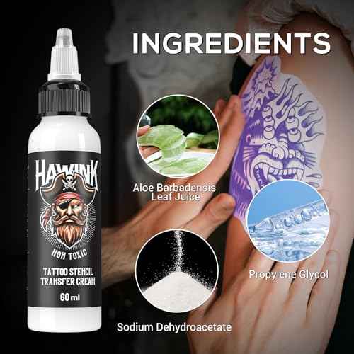 Tattoo Stencil Transfer Cream Gel Fast&Clear Long Lasting Professional Tattoo Supplies Accessories for Beginners Solution for Tattoo Artist T308-60ML