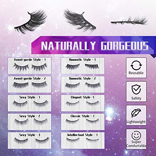 Magnetic Eyelashes Kit with Eyeliner - 10 Pairs 3D Natural Look