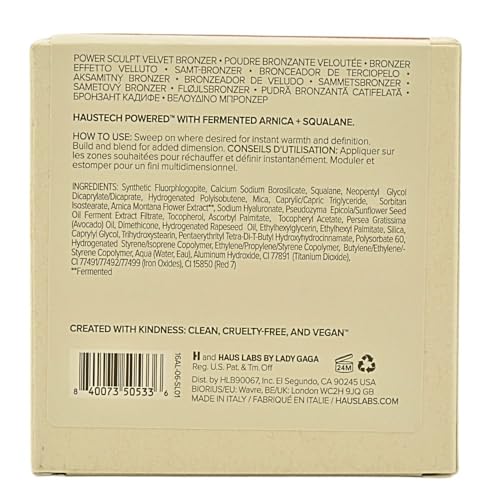 Haus Labs Power Sculpt Velvet Bronzer ? Terra Sol Light Medium, Golden Peach Undertones, Natural Finish, Clean Talc-Free 12-Hour Powder Bronzer