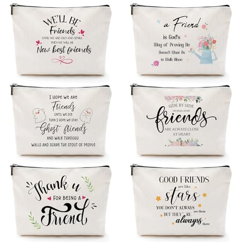 Xuniea 6 Pieces Girls Trip Gifts Favors, Girls Trip Gifts for Women, Good Friend Cosmetic Bag Friendship Makeup Bag Travel Cases with Portable Zipper, Graduation Birthday