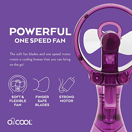 O2COOL Deluxe Handheld Battery Powered Water Misting Fan (Purple)