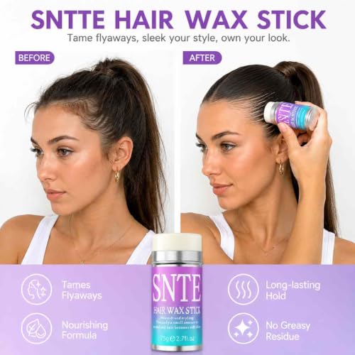 Hair Wax Stick & Brush Set for Sleek Styles - 12H Hold