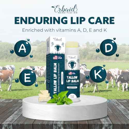 Beef Tallow Lip Balm ? Natural Tallow Beeswax Chapstick ? Hydrating Moisturizer Grass Fed Bison Tallow Balm Lip Care ? Soothes Chapped, Dry Lips, Sensitive Skin ? Long Lasting & Vitamin Rich USA-Made