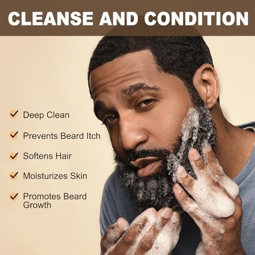 JVR Face Scrub for Men and Beard Wash Beard Conditioner for Men Facial Scrub for Deep Exfoliating, Cleansing + Beard Shampoo Cleanse and Reduces Frizz