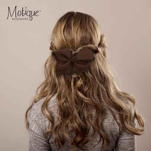 5.5 Inch Grosgrain Hair Bow Clip For Woman And Girls (Brown)
