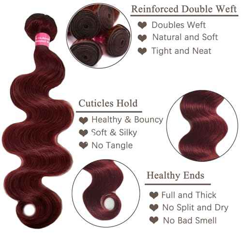 Reddish Brown Bundles With Closure Human Hair 20 22 24+20 Free Part, Copper Red Body Wave Human Hair Bundles With 4X4 Lace Closure 33 Reddish Brown Body Wave Bundle