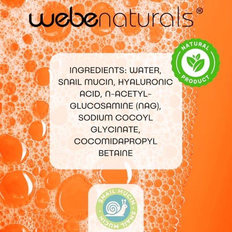 WEBE Refreshing Gentle Foam Cleanser | Snail Mucin, Hyaluronic Acid, N-Acetyl Glucosamine | Hydrating & Soothing Formula for Radiant, Moisturized Skin | Natural Skincare for all Skin Types