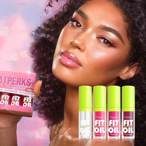 4 Colors Lip Oil Set - Long Lasting Hydrating Lip Gloss