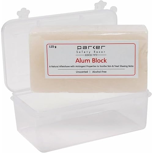 Parker Large Alum Block with Travel Case (125 g./4.4 oz.) - A Natural Aftershave with Antiseptic Properties - an Essential Item for Every Wet Shaver