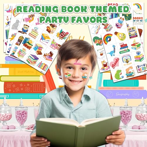 120 PCS Reading Temporary Tattoos for Kids | Book Lover Party Favors