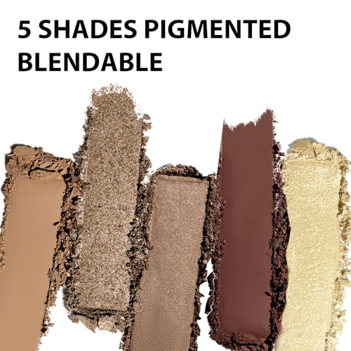 Boobeen 5-Color Eyeshadow Palette - Neutral Brown Matte & Shimmer