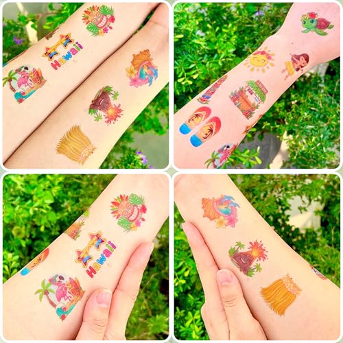 96PCS Hawaiian Luau Temporary Tattoos - Tropical Party Favors