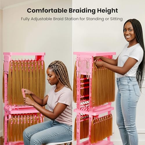 220 Peg Braiding Hair Rack Double-Sided with Tools & Wheels