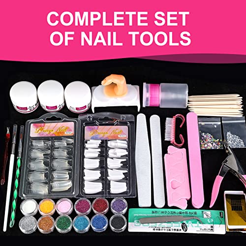 Acrylic Nail Kit for Beginners - Complete DIY Starter Set with Powders & Glitter