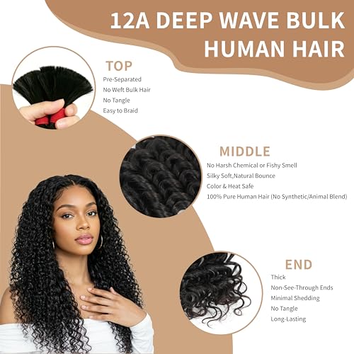 Deep Wave Human Hair Bundles 18 Inch 120g Virgin Hair