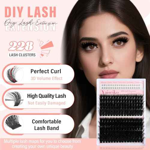 Fluffy Lash Clusters with Bottom Lashes 100D+200D Thick Eyelash Clusters 14-25mm Individual Mega Volume Lashes D Curl Cluster Eyelash Extensions DIY Lash Extension at Home, by Yaiseiko(Plant Fiber)