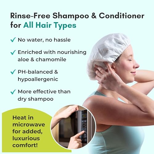 No-Rinse Shampoo Cap - Waterless Hair Wash, 6 Pack