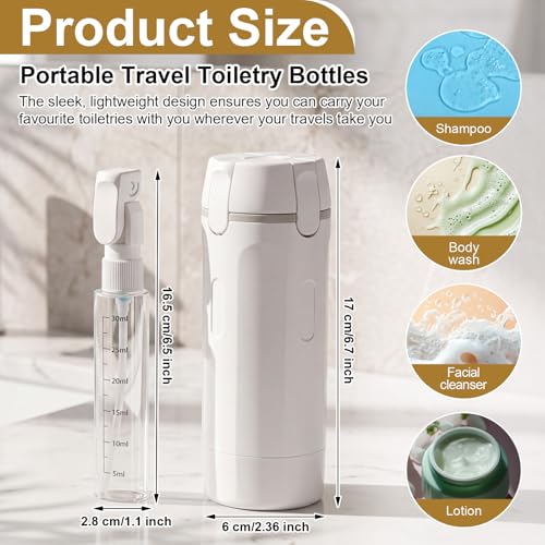 Domensi 2 Pack Travel Dispenser – 4-in-1 Refillable 30ml Bottles