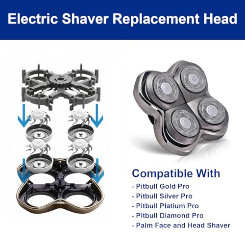 4 Pack Shaver Replacement Blades Compatible with Pitbull Shaver Gold PRO & Silver - Pitbull Shaver Replacement Blade, Enhanced Pitbull Shaver Replacement Heads for Superior Shaving