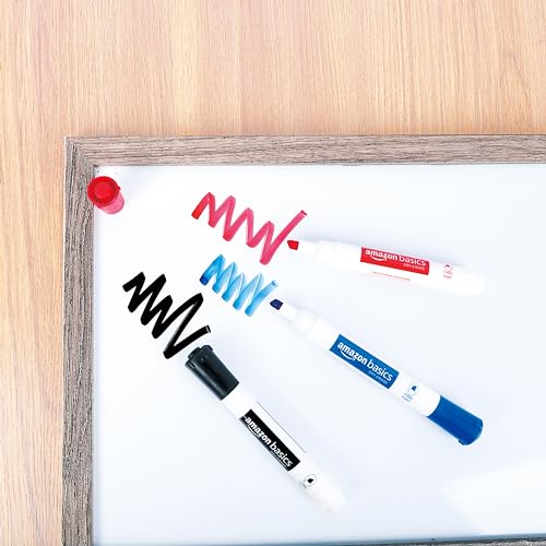 Amazon Basics Low-Odor Chisel Tip Dry Erase Whiteboard Marker, 3 Count, 1 Pack, Black, Red, Blue