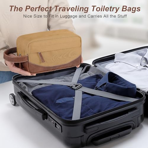 Ezday Brown Medium Water-Resistant Travel Toiletry Bag with Hanging Organizer