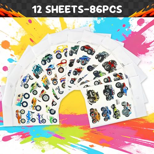 Monster Truck Glow in Dark Temporary Tattoos - 86 Pcs