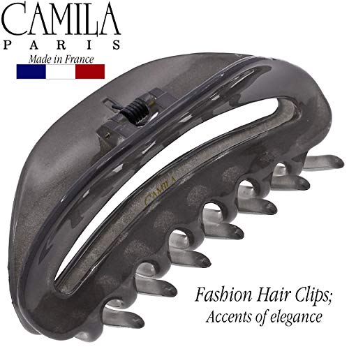 Camila Paris CP3124 Gray 3.5-Inch Large French Hair Claw Clip for Thick & Fine Hair