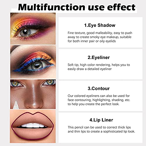 12-Color Eyeliner Pencil Set - Waterproof Glitter & Matte