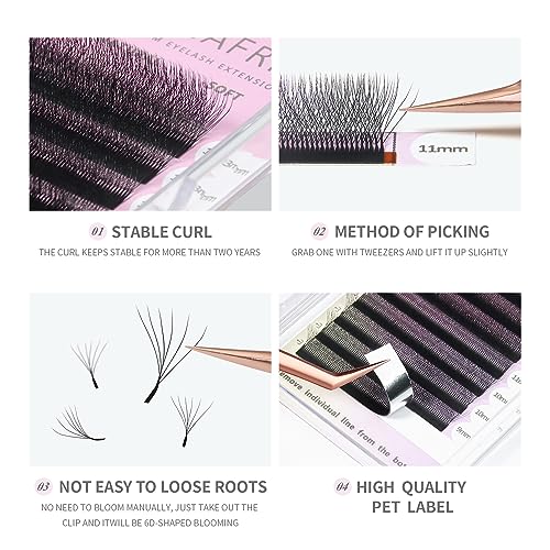 6D Premade Fan Eyelash Extensions 0.07 C Curl 8-15mm Mix
