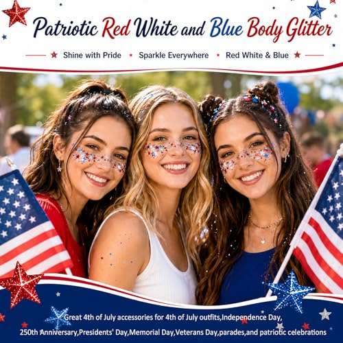 Red White Blue Glitter Stick for Face & Hair - 4th of July