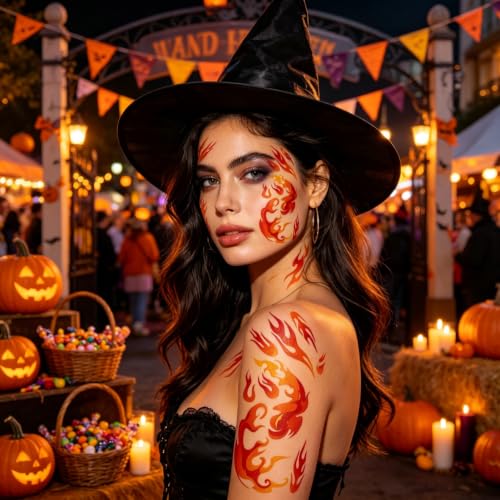 Flame Temporary Tattoo Stickers - 6 Sheets Waterproof