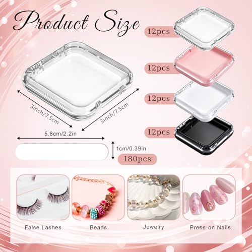 48 Press On Nail Storage Boxes with 180 Adhesive Strips