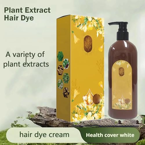 Plant-Based Hair Dye Shampoo - Long-Lasting Natural Black Gray Coverage