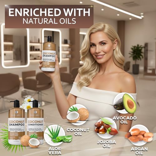 Coconut Shampoo and Conditioner Set - Sulfate Free, Hydrating