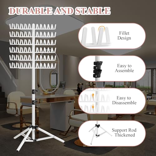 JANMPASK Braiding Hair Rack Height Adjustable 144 Pegs Braiding Rack Hair Extension Holder with Hair Braid Tools,Easy to Assemble