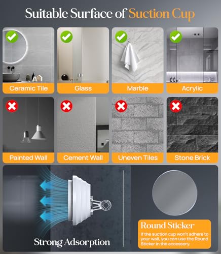 Gospire Heated Fogless Shower Mirror with Light & Razor Holder