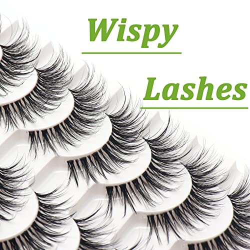 Losha Wispy False Eyelashes Natural Look 8 Pairs Clear Band