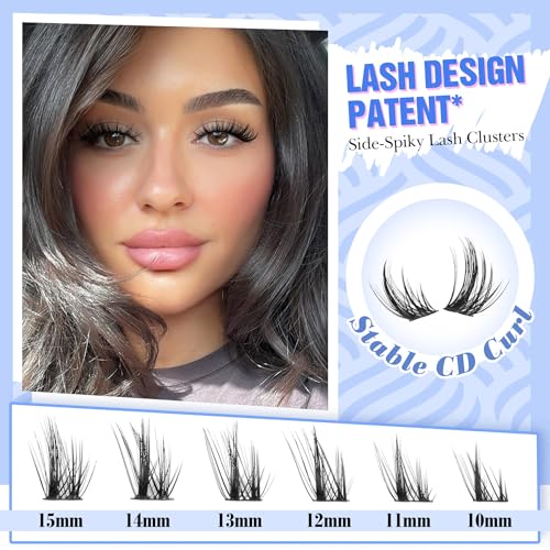 Cat Eye Lash Clusters Kit Spiky Cluster Eyelashes Kit Fairy Eyelash Cluster Anime Individual Lashes Natural Lash Extension Cluster Wispy Manga Cluster Lash Kit with Bond and Seal Lash Glue and Tweezer