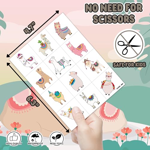 96 PCS Llama Temporary Tattoos - Fiesta Party Favors