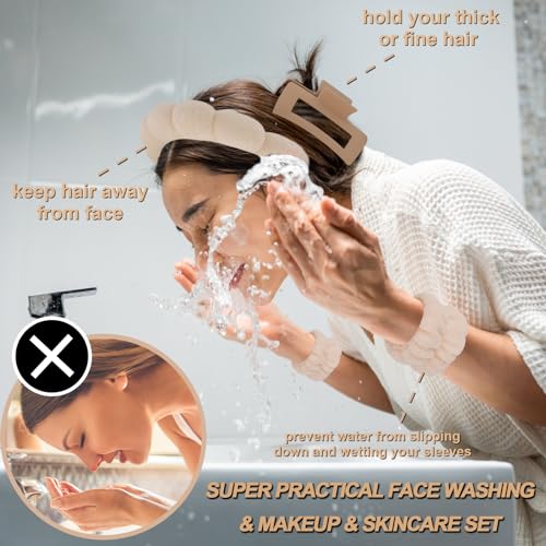 Canitor Spa Headband Wristband Set with Hair Clips