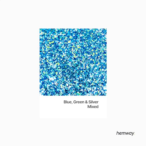 Hemway Blue Green Silver Disc Mix Glitter Chunky Multi Purpose Dust Powder Arts & Crafts Wine Glass Decoration Weddings Flowers Cosmetic Face Eye Body Nails Skin Hair Festival 100g