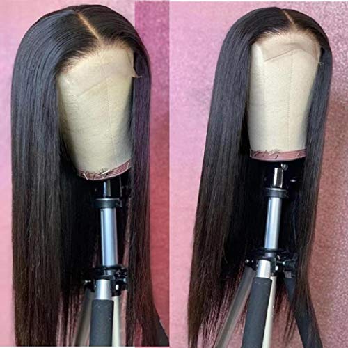 SUNKASA 22 Inch Black 4x4 HD Lace Front Human Hair Wig Pre-Plucked with Baby Hair